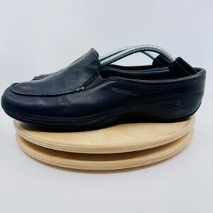 Merrell Leather Loafers Womens 9.5 Black Basso Slip On Moc Toe Comfort Shoes